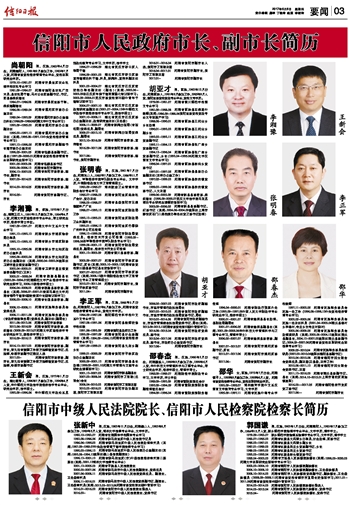最新信阳市领导班子