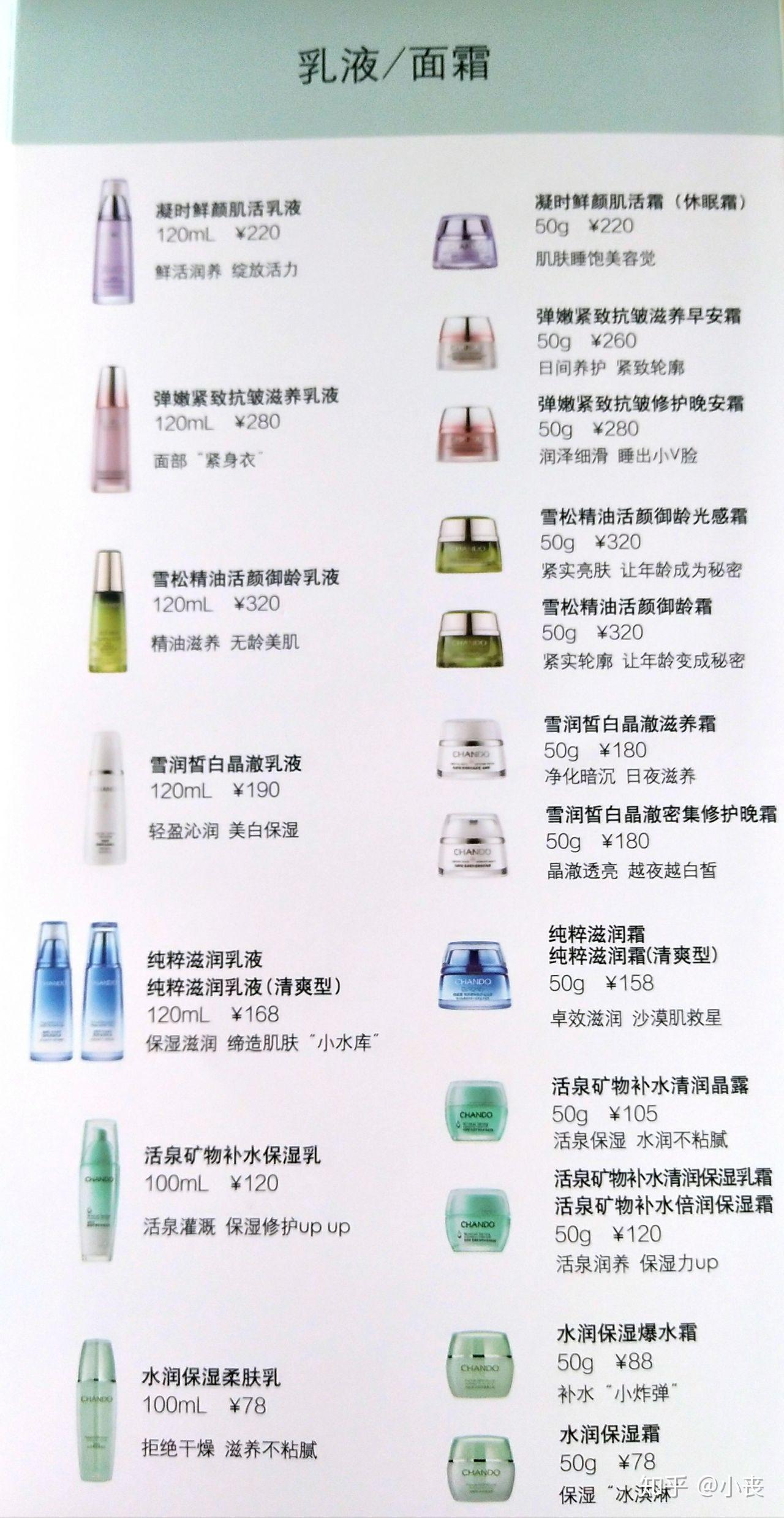 自然堂产品价目表最新