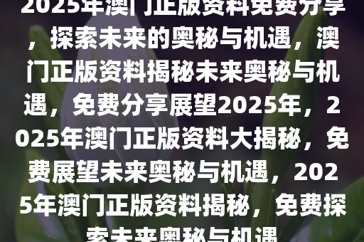 濠江论坛2025免费资料,濠江论坛2025免费资料，探索与机遇的交汇点